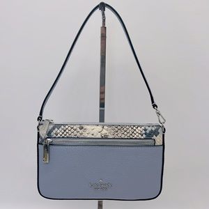 Kate Spade Leila Snake Embossed Convertible Wristlet Muted Blue Multi